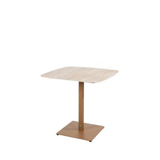 Vermont eettafel amber met keramisch travertin tafelblad  75 x 75 cm