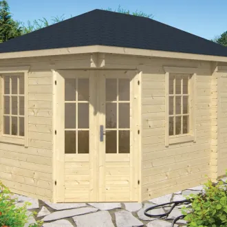 Blokhut Sigrid met aanbouw 28mm L300xB440xH298cm