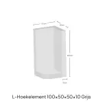 Hoek L-element 100x50x50x10cm Grijs