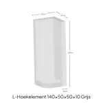 Hoek L-element 140x50x50x10cm Grijs