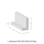L-Element 50x30x100x10cm Grijs