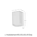 Hoek L-element 80x50x50x10cm Grijs