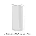 Hoek L-element 150x50x50x10cm Grijs