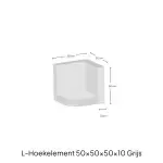 Hoek L-element 50x50x50x10cm Grijs