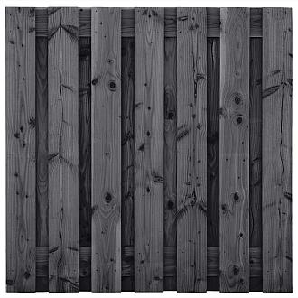 Tuinscherm Wolfsburg, zwart geïmpregneerd douglas, RVS-geschroefd, 15-planks (13+2) 180 x 180 cm