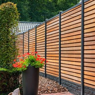 Tuinscherm Prinsenbeek, bangkirai hardhout, RVS-geschroefd, 40-planks (36+4) 180 x 180 cm
