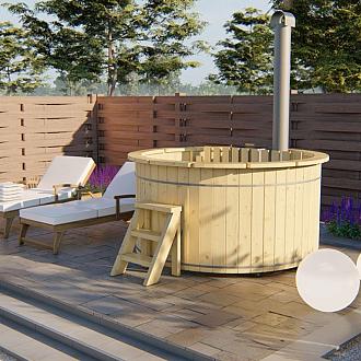 Hottub met interne RVS kachel ø200 cm onbehandeld vuren