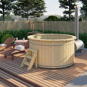 Hottub met externe RVS kachel ø200 cm onbehandeld vuren