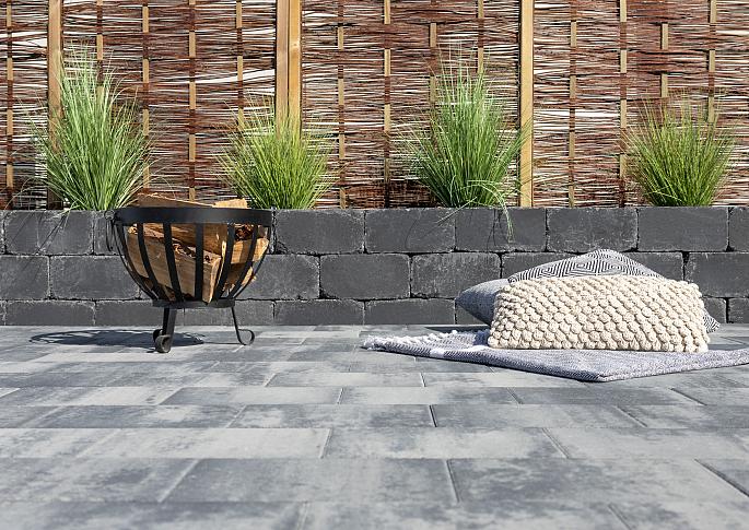 Design square 20x30x6 cm nero/grey