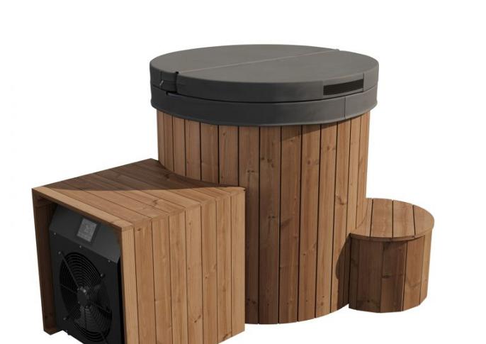 Eisbad Deluxe Thermoholz  Ø101,5 x 105 cm, met koeler en trap