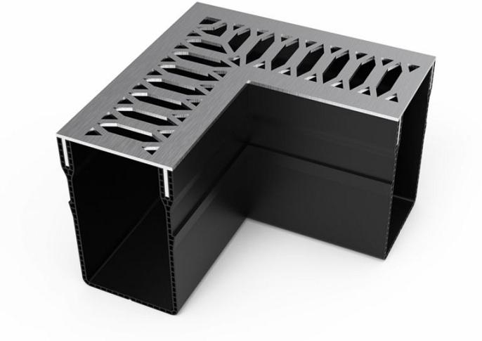 Gardendrain Corner RVS-Inox Viking Line 65/100 mm