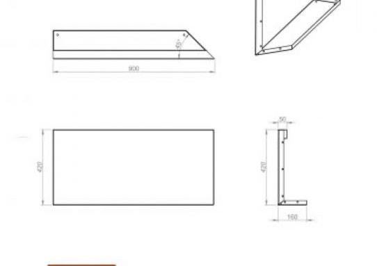 Plantenbak Module+ Uitwendig hoekpaneel (B) 90x42 R