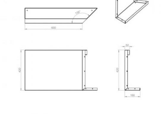 Plantenbak Module+ Inwendig hoekpaneel (C) 60x42 R