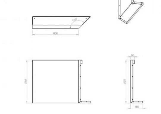 Plantenbak Module+ Inwendig hoekpaneel (C) 60x56 R