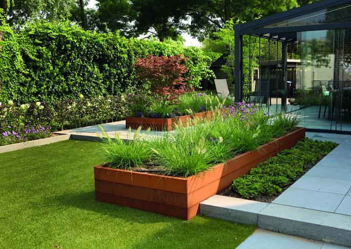 Plantenbak Modulair Corten 120x120x28 cm