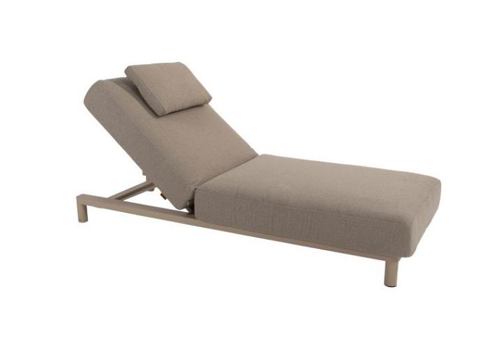 Madeira ligbed incl. kussen en hoofdsteun latte
