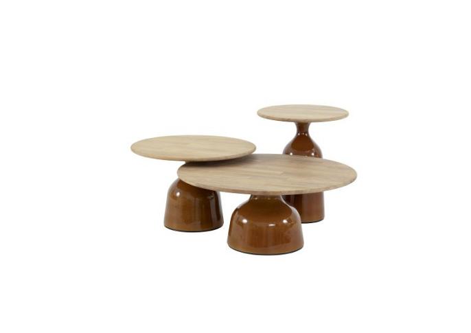 June hoogglans keramiek onderstel caramel voor salontafel 80 cm Ø (H 35)