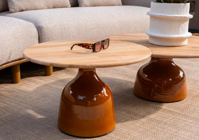 June hoogglans keramiek onderstel caramel voor salontafel 60 cm Ø (H 40)