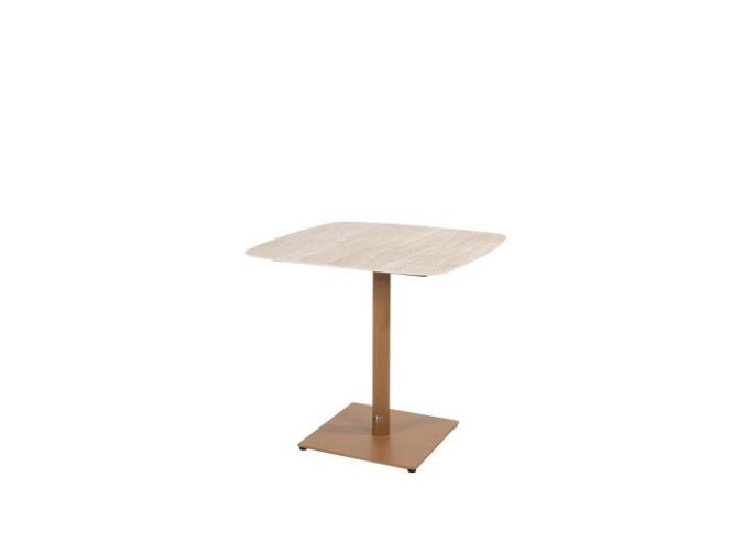 Vermont eettafel amber met keramisch travertin tafelblad  75 x 75 cm