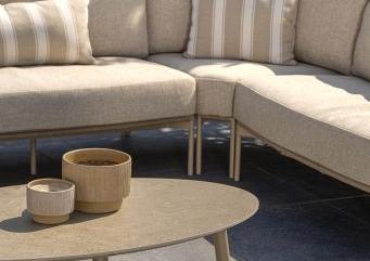 Florence 2 seater bench left arm latte with 3 cushions