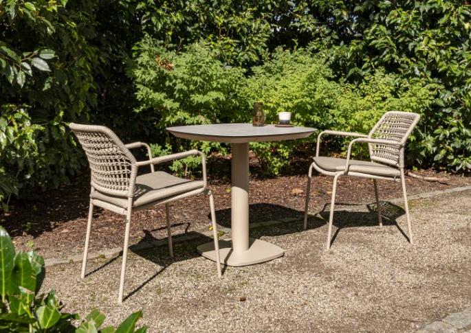 Manolo dining table ceramic print latte 75 X 75 X 75 cm