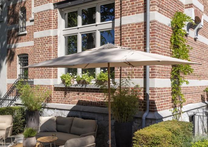 Azzurro 300 cm. Ø zand met houtlook frame