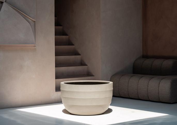 Bordo New Egg Pot Low 80 - Sand - Plantruimte Ø72