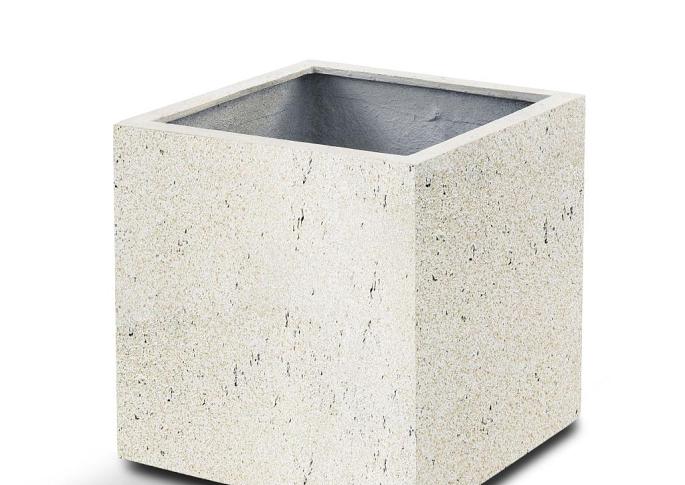 Grigio Cube 40 with wheels - Antique White - Plantruimte 33x33