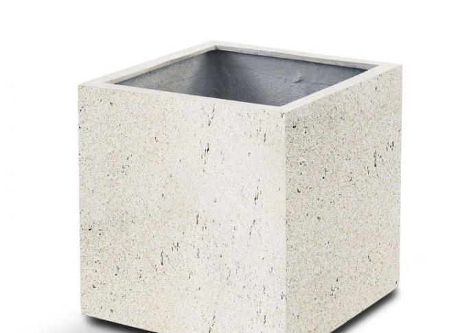 Grigio Cube 40 with wheels - Antique White - Plantruimte 33x33