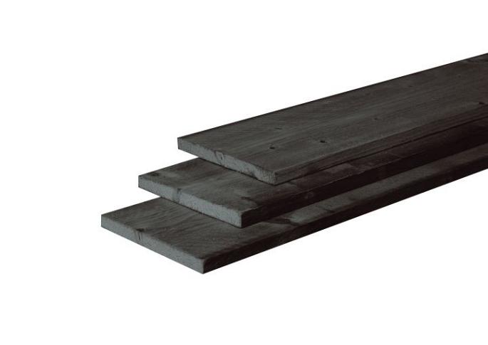 Lariks/Douglas fijn bezaagd Zwart 25x250mm, 4,00 mtr.