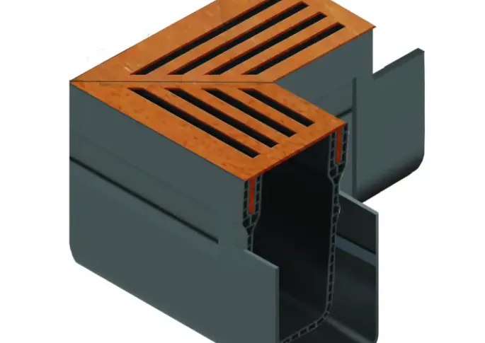 ACO Hexa Slim-Line Cortenstaal Hoek 90 graden