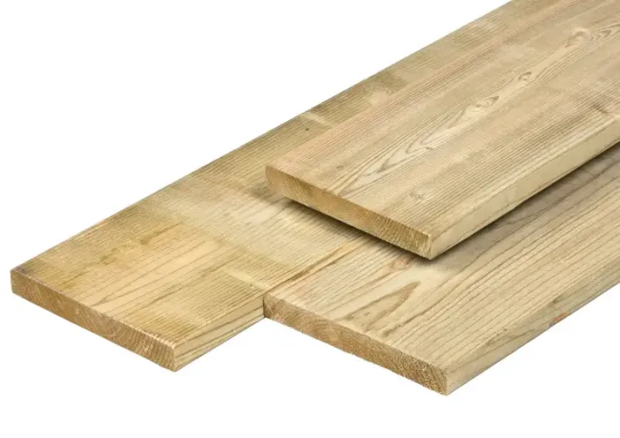 NE vuren Plank 1,9x14,5x240cm glad geschaafd Groen Geïmpregneerd