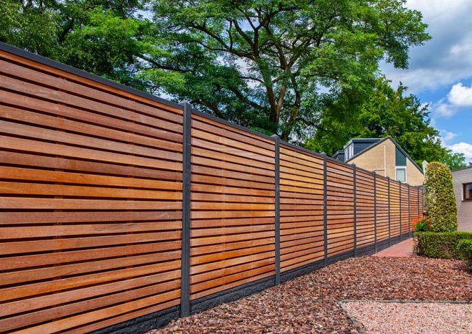 Tuinscherm Prinsenbeek, bangkirai hardhout, RVS-geschroefd, 40-planks (36+4) 180 x 180 cm