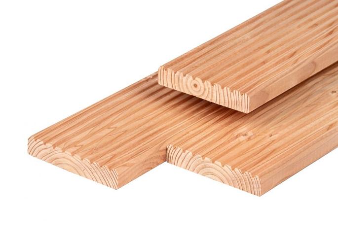 Douglas vlonderplank 2,8 x 14,5 x 300 cm, gedroogd, geschaafd, 1 zijde 9 groeven
