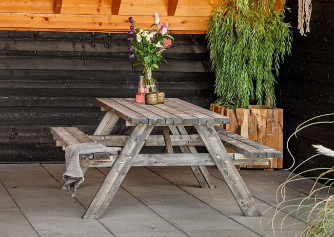 Picknicktafel Basis 180 cm vuren gedroogd, grijs geïmpregneerd