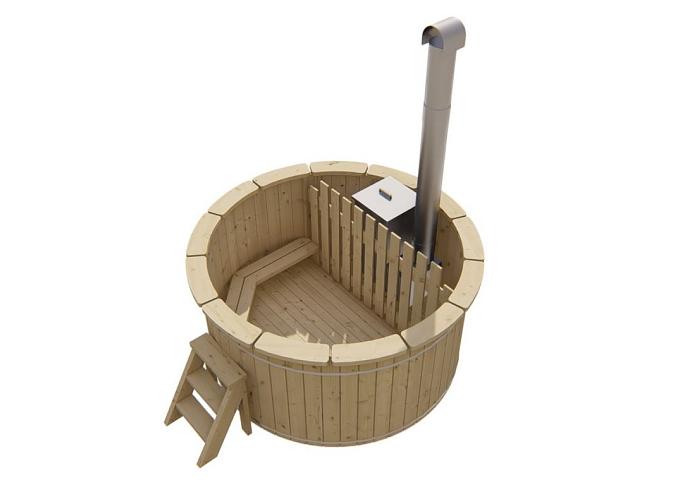 Hottub met interne RVS kachel ø200 cm onbehandeld vuren